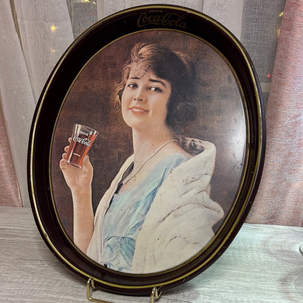 Vintage Coca-Cola Oval Tray with Red and White Accents